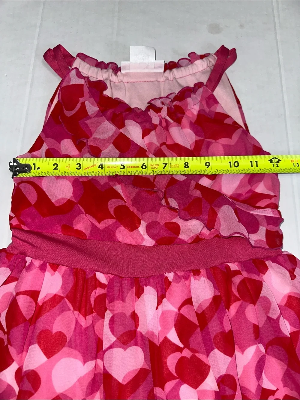 American Girl Red Hearts Ruffle Dress Sleeveless Youth Girls Size 7